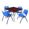 Kee Kee Square Table & Chair Set, Wood, Metal, Plastic Top, Mahogany TB4848MHBPCM47BE - alternate 1